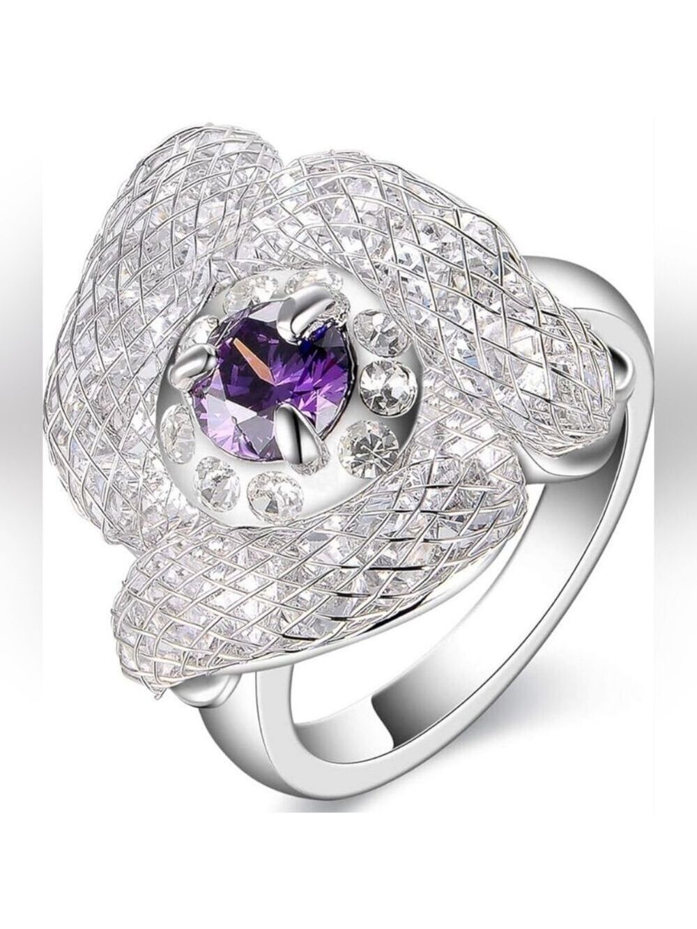 Purple Cubic Zirconia Statement Ring